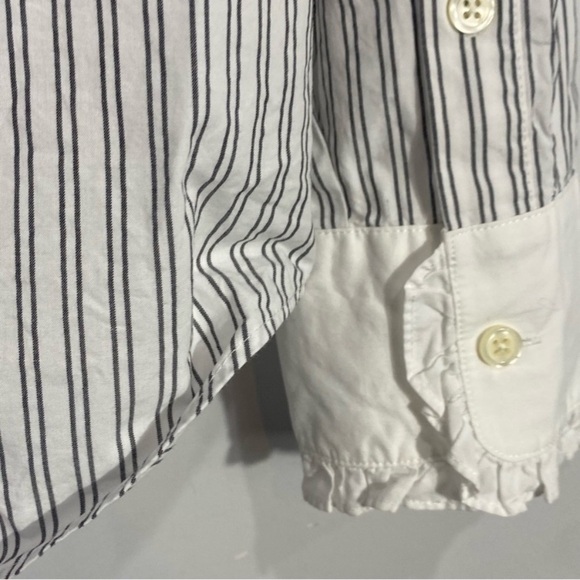 KATE SPADE Stripe Ruffle Floral Embroidered Button Down Shirt - Picture 11 of 12